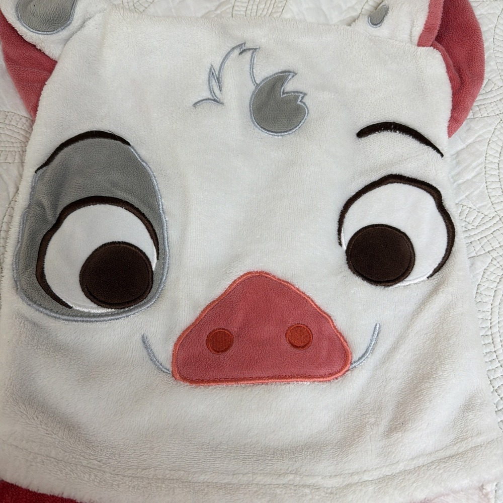 Disney Store‎ PUA Fleece Throw Pillow Blanket Moana Pig with Hood 48"x60"